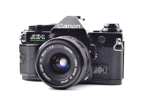 【Top Mint】CANON(キヤノン) AE-1 PROGRAM BLACK + CANON New FD 28mm f/2.8 From Japan #2142